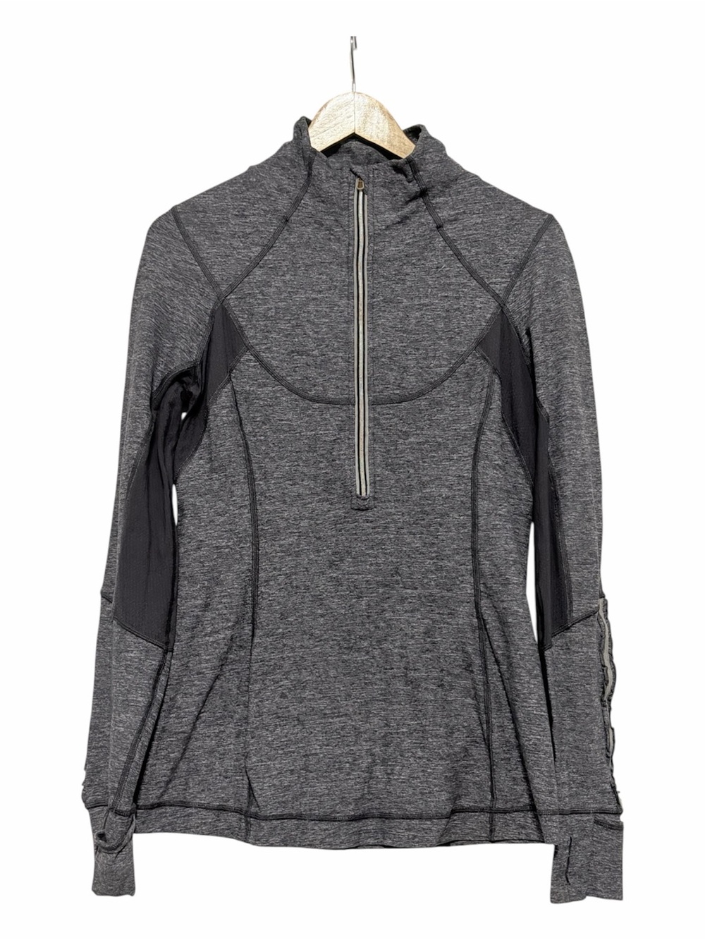 Lululemon Run Dash Half-Zip Pullover Heathered Gray and Black Size 10